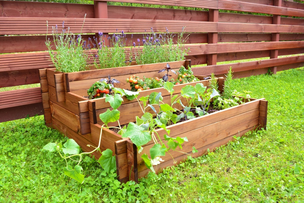 actie MOESTUINBAK DRIEDELIG 120X120X40CM