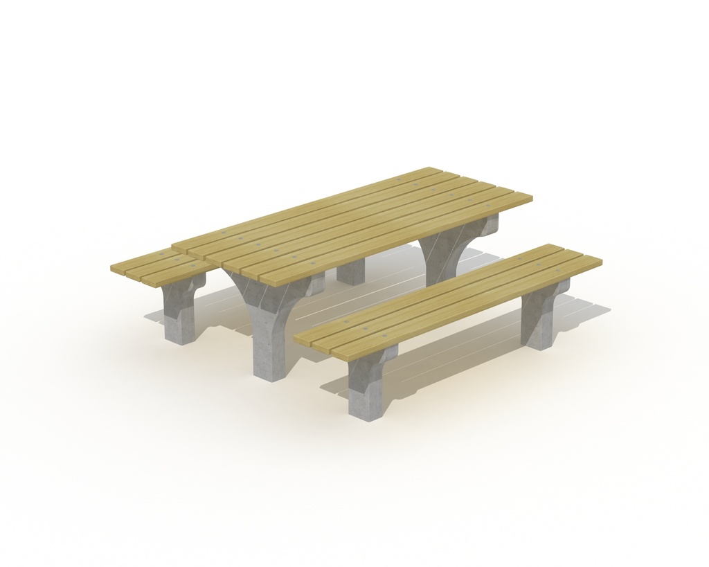 [P512*] TABLE AVEC PIED EN BETON BOIS PIN