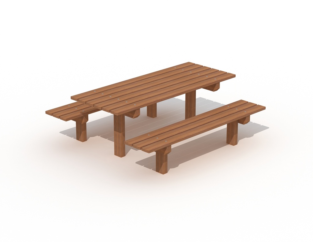 [P501*] TABLE AVEC PIED EN BOIS TROPICAL